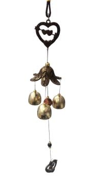 Metal Kalp Tasarımlı Rüzgar Çanı (45cm)