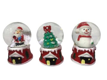 Mini Ev Şeklinde Yılbaşı & Noel Temalı Cam Kar Küresi