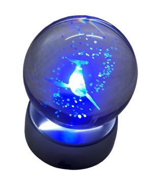 Kristal Cam Küre Renk Değiştiren Led Işıklı Yunus Balığı