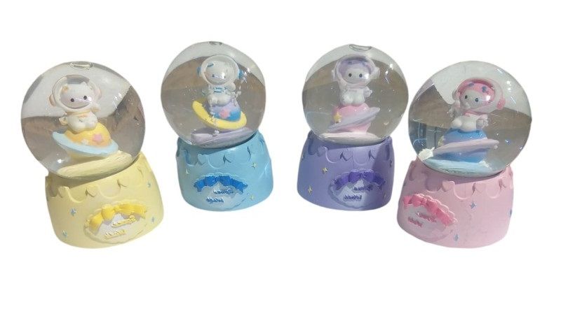 Mini Işıklı Astronot Uzay Tasarımlı Cam Kar Küresi