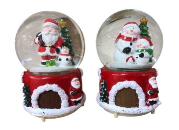 Yılbaşı Noel Baba Kardan Adam Temalı Püskürtmeli Müzikli Cam Kar Küresi