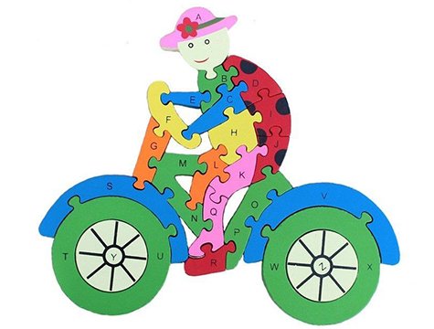 Ahşap Puzzle Bisiklet Çocuk Figürlü Yapboz