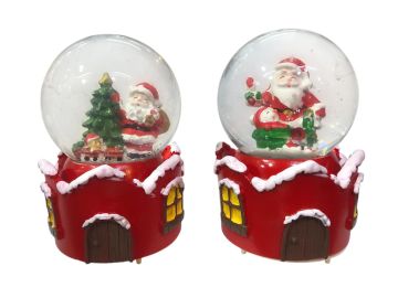 Işıklı Kış Evi Noel Baba Temalı Müzikli Cam Kar Küresi