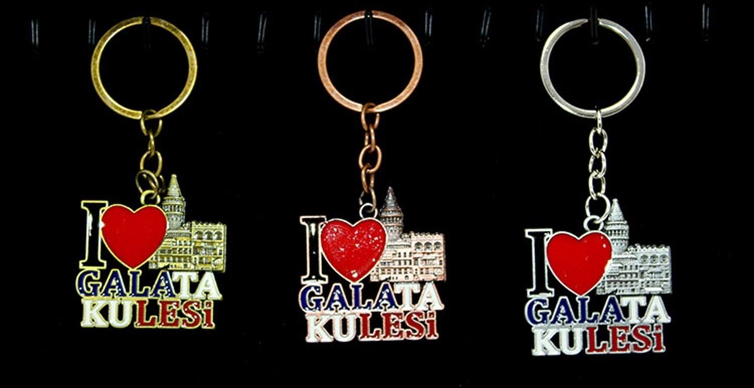 Galata Kulesi Kalpli Tasarımlı Metal Anahtarlık  (10cm)