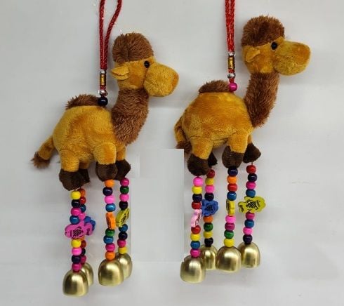 Peluş Deve Tasarımlı Dekoratif Renkli Boncuklu Rüzgar Çanı