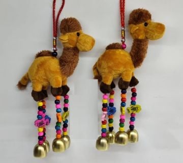 Peluş Deve Tasarımlı Dekoratif Renkli Boncuklu Rüzgar Çanı