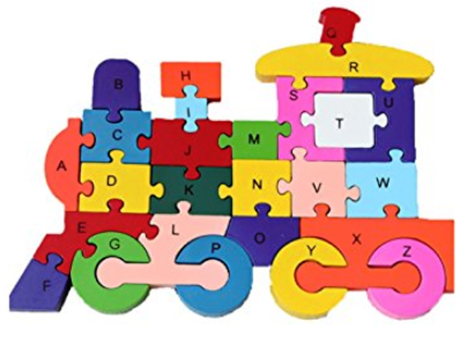 Ahşap Tren Figürlü Puzzle Yapboz