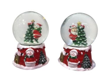 Işıklı Kış Evi Noel Baba & Kardan Adam Temalı Müzikli Cam Kar Küresi