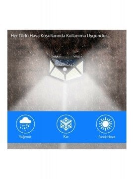 Güneş Enerjili Hareket Sensörlü Dış Mekan 100 Ledli Bahçe Aydınlatma