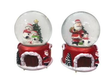 Noel Baba & Kardan Adam Temalı Işıklı Müzikli Cam Kar Küresi