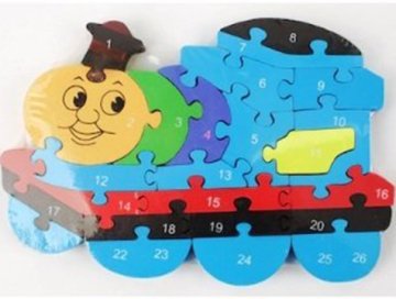 Ahşap Gülen Yüz Tren Figürlü Puzzle Yapboz