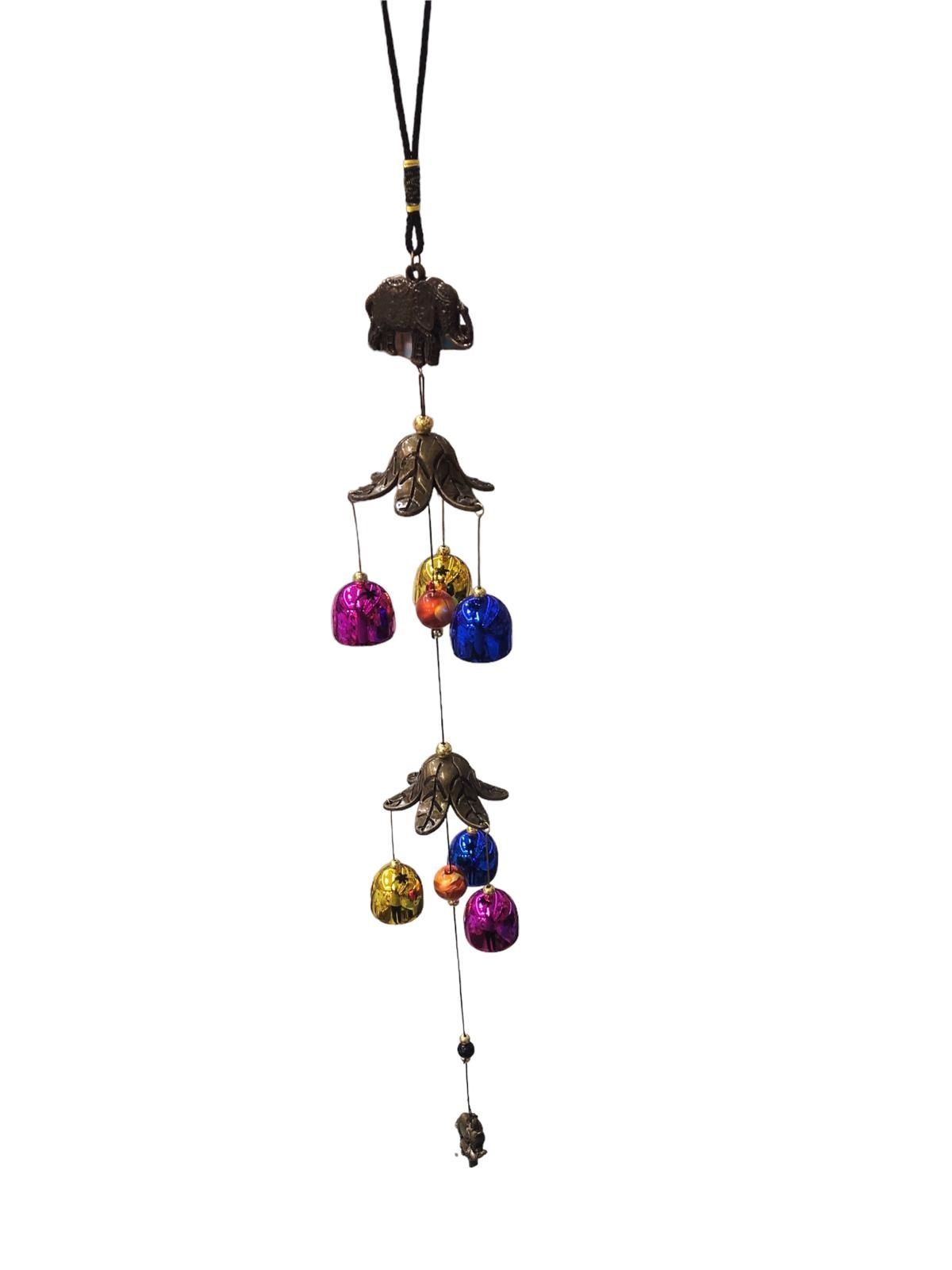 Dekoratif 2 Katlı Fil Tasarımlı Renkli Rüzgar Çanı (60 cm)