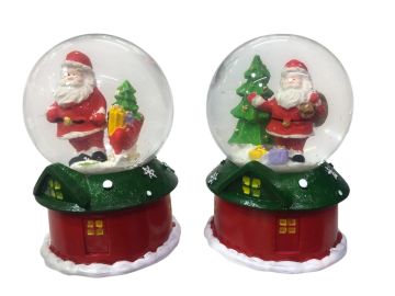 Dekoratif Ev Tasarım Noel Baba Tasarımlı Işıklı Müzikli Cam Kar Küresi
