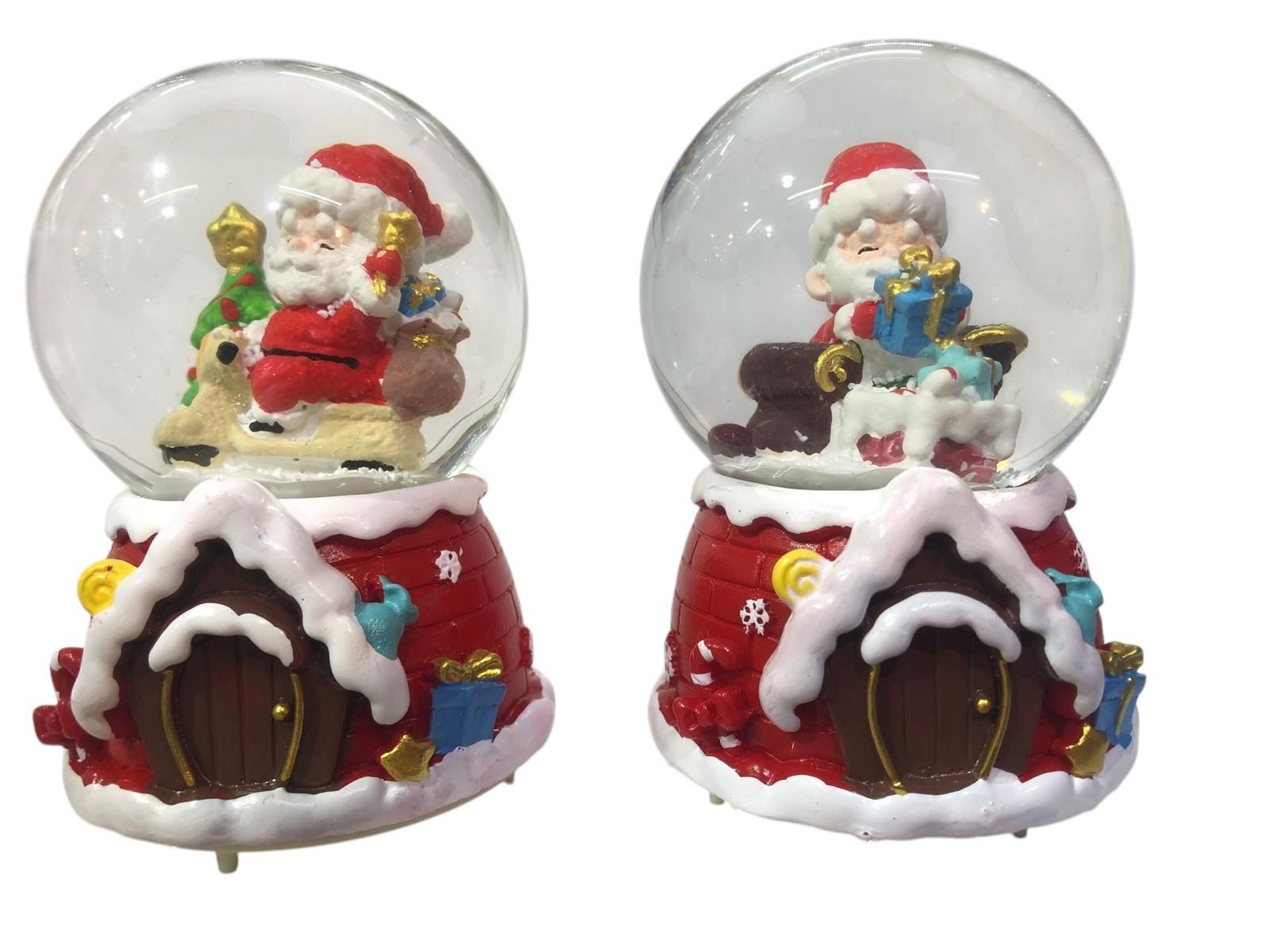 Dekoratif Ev Tasarım Noel Babalı Işıklı Müzikli Yılbaşı Cam Kar Küresi