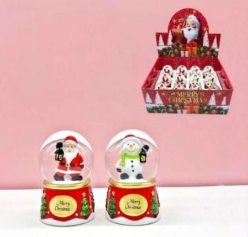 Mini Fenerli Noel Baba Kardan Adam Yılbaşı Cam Kar Küresi