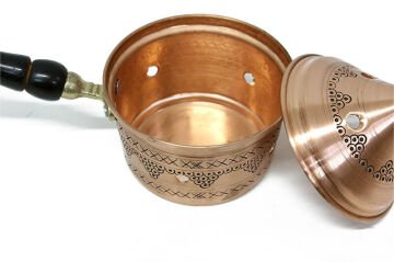 Dekoratif Kahve Desenli Saplı Bakır Konik Tütsülük