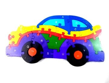 Ahşap Araba Tasarımlı Puzzle Yapboz