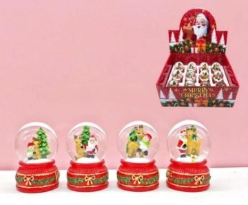 Mini Geyik Noel Baba Kardan Adam Yılbaşı Cam Kar Küresi