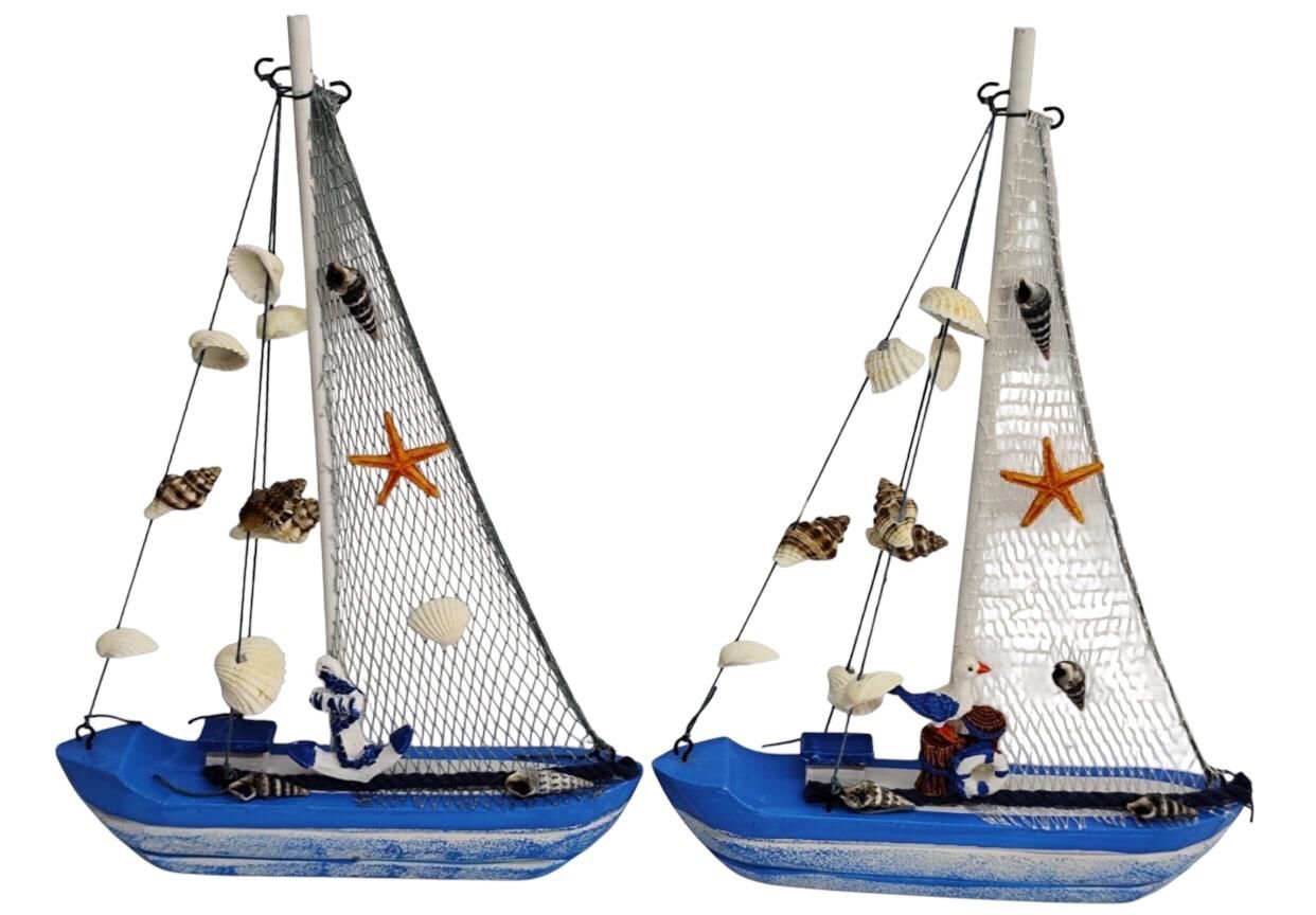 Dekoratif Marin Ahşap Yelkenli Gemi Maketi (27 cm x 18 cm) (2 Adet)