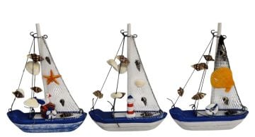 Dekoratif Marin Ahşap Yelkenli Gemi Maketi (19 cm x 14 cm) (2 Adet)