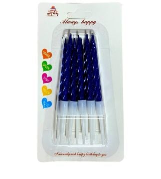 Mavi Küçük Burgulu Mum 10'lu (7.5 cm)