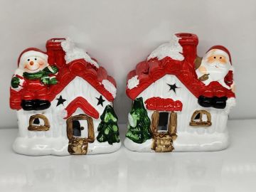 Yılbaşı Hediyesi Işıklı Ev Noel & Baba Kardan Adam Biblosu