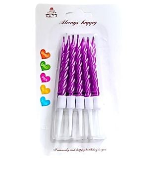 Mor Küçük Burgulu Mum 10'lu (7.5 cm)