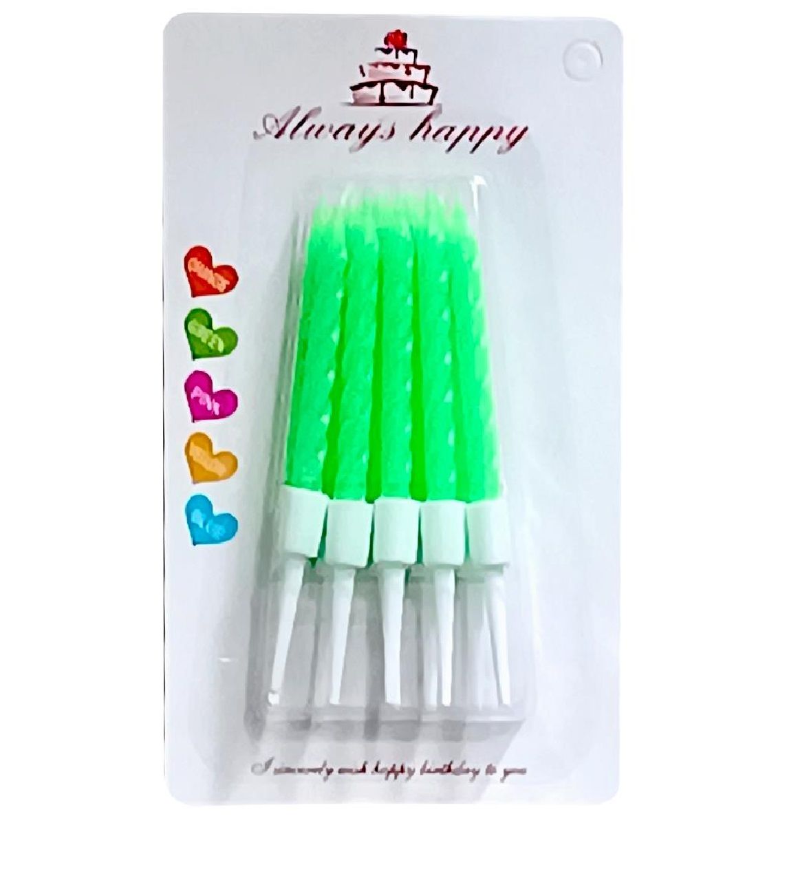 Yeşil Küçük Burgulu Mum 10'lu (7.5 cm)