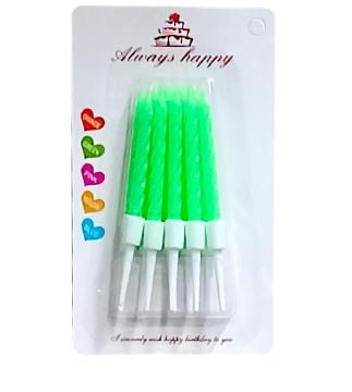 Yeşil Küçük Burgulu Mum 10'lu (7.5 cm)