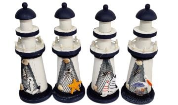 Dekoratif Hediyelik Marin Ahşap Deniz Feneri (22 cm x 8 cm)