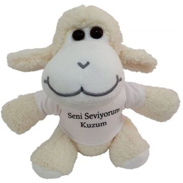 Seni Seviyorum Kuzum Tasarım Tişörtlü Peluş Kuzu