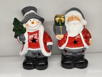 Işıklı Seramik Noel Baba Kardan Adam Yılbaşı Hediye Biblosu