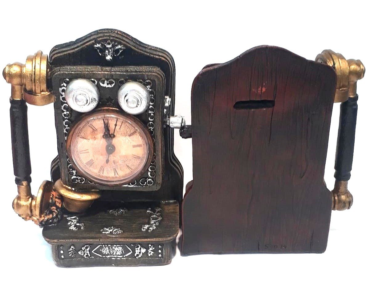 Nostaljik Telefon Tasarımlı Saat Kumbara