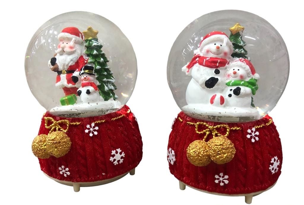 Işıklı Noel Baba Ve Kardan Adam Püskürtmeli Müzikli Cam Kar Küresi
