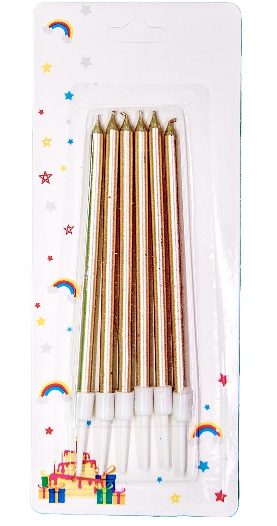 İnce RoseGold Doğum Günü Mumu 6'lı (13 cm)