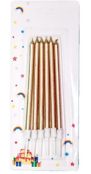 İnce RoseGold Doğum Günü Mumu 6'lı (13 cm)