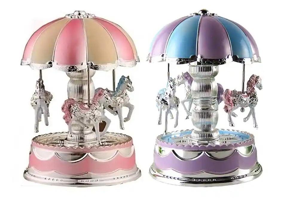 Işıklı Dönen  Renkli Atlı Karınca Carousel Müzik Kutusu
