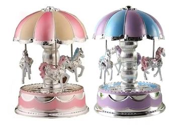 Işıklı Dönen  Renkli Atlı Karınca Carousel Müzik Kutusu