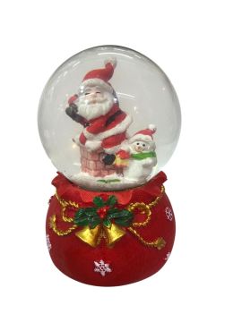 Işıklı Bacada Noel Baba Kardan Adam Müzikli Cam Kar Küresi
