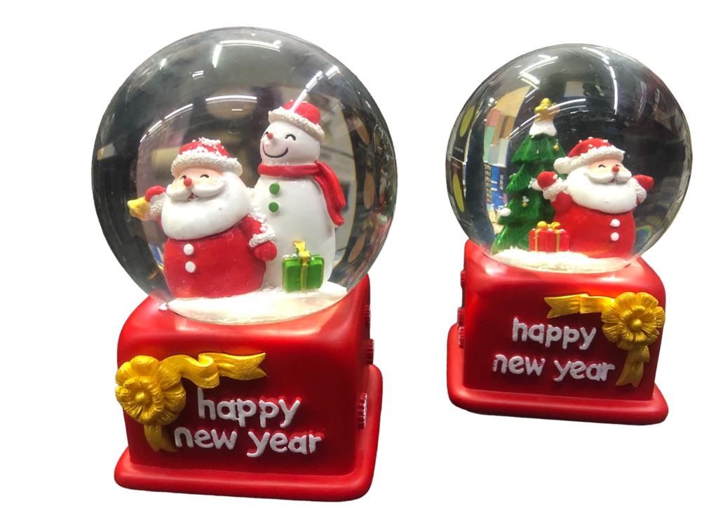 Işıklı Kardan Adam Ve Noel Baba Müzikli Cam Kar Küresi