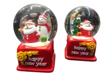 Işıklı Kardan Adam Ve Noel Baba Müzikli Cam Kar Küresi