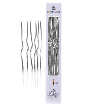 Gümüş Kıvrımlı Doğum Günü Pasta Mumu 6'lı