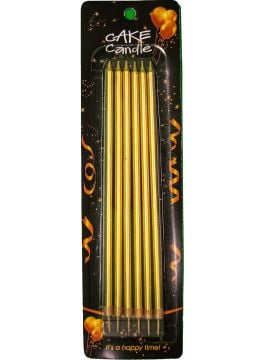 İnce Uzun Gold Doğum Günü Mumu 6'lı (15 cm)