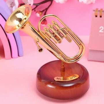 Trompet 360 Derece Dönen Kurmalı Müzik Kutusu
