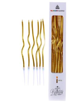 Gold Kıvrımlı Doğum Günü Pasta Mumu 6'lı