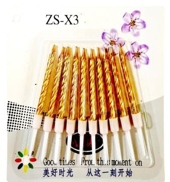 Gold Burgulu Doğum Günü Pasta Mumu 10'lu 7.5cm