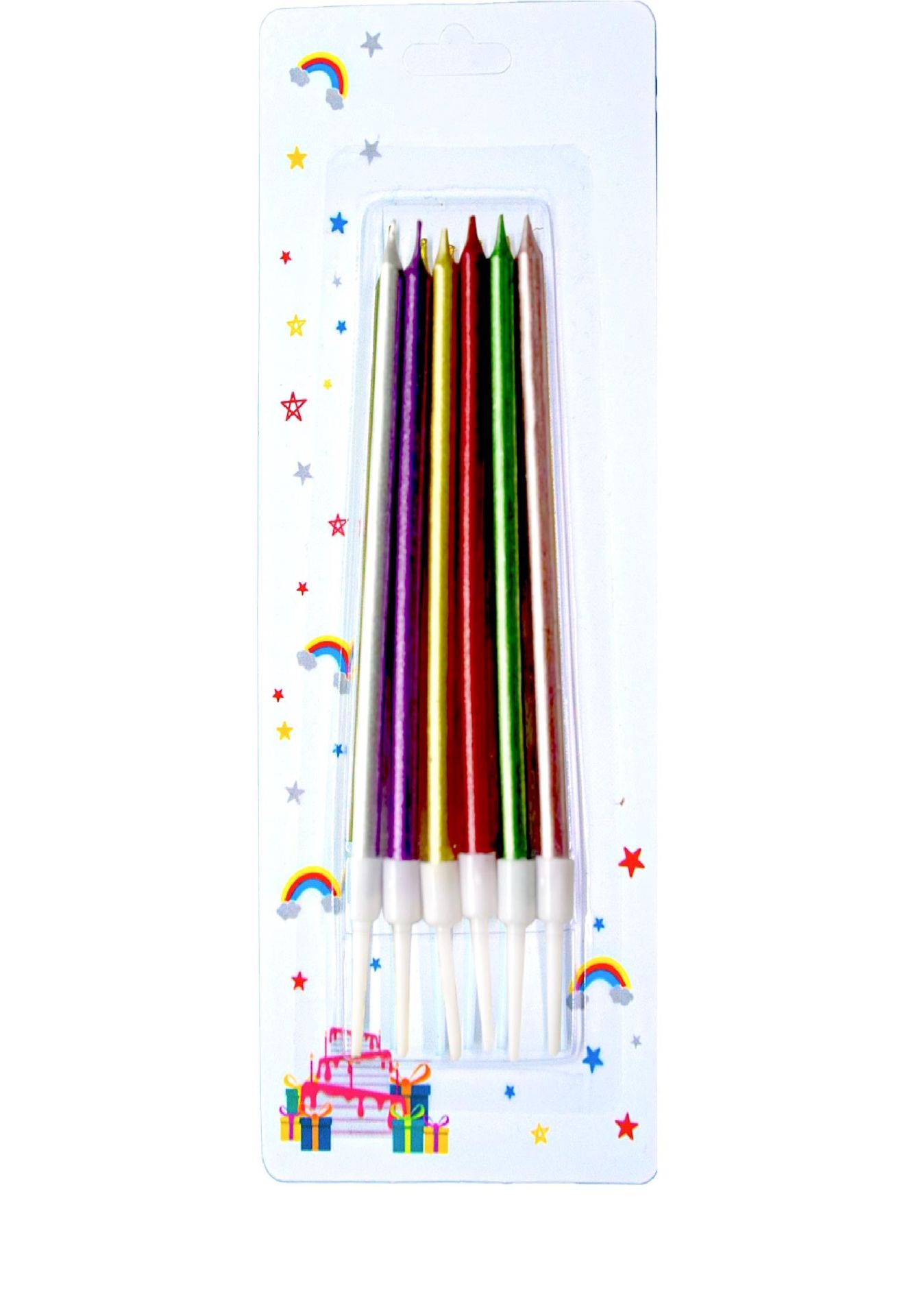 İnce Uzun Renkli Doğum Günü Mumu 6'lı (15 cm)