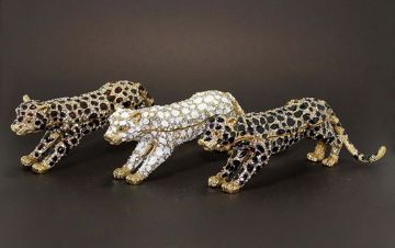 Dekoratif Swarovski Taşlı Leopar Biblosu (20 cm x 6 cm)