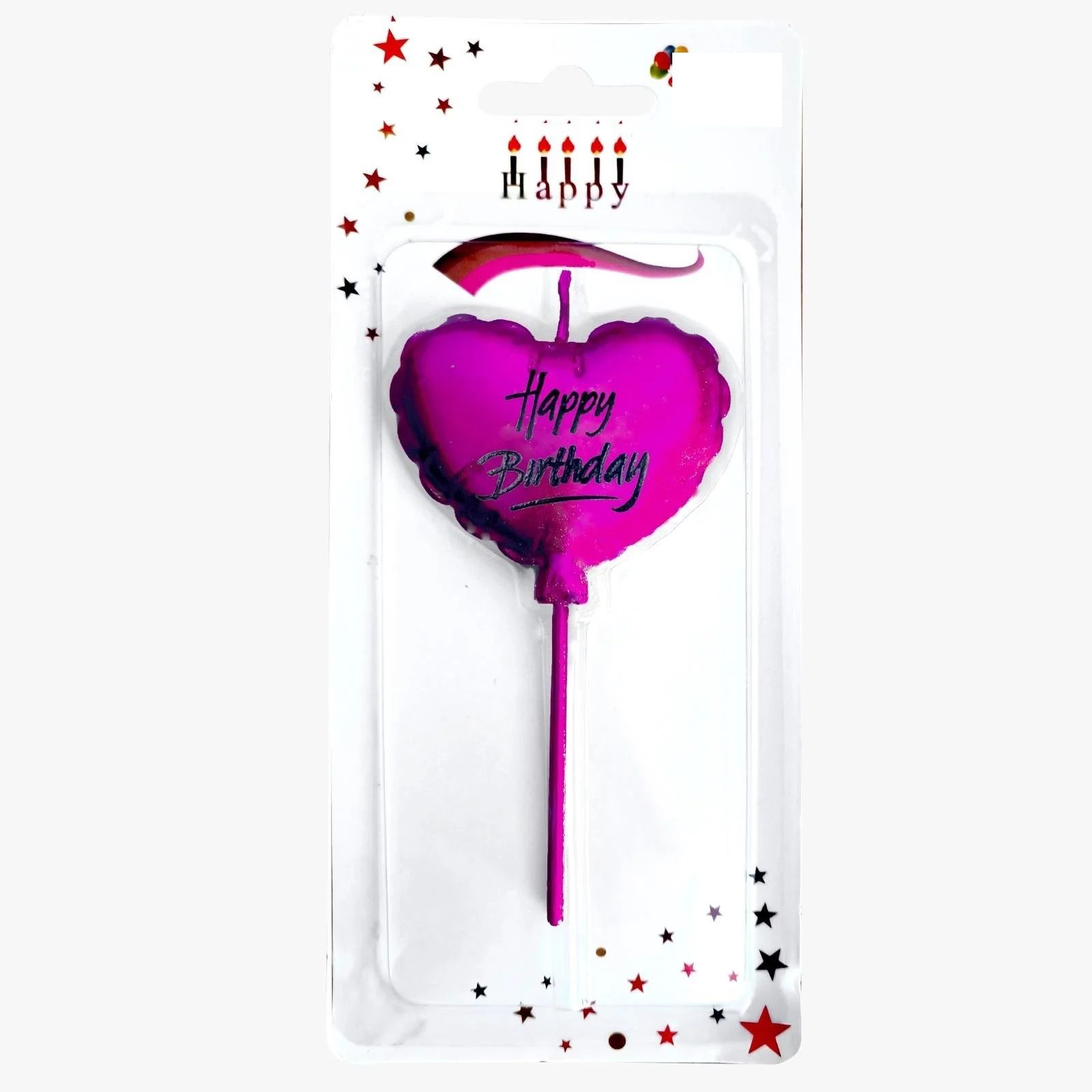Kalp Pembe Happy Birthday Doğum Günü Pasta Mumu