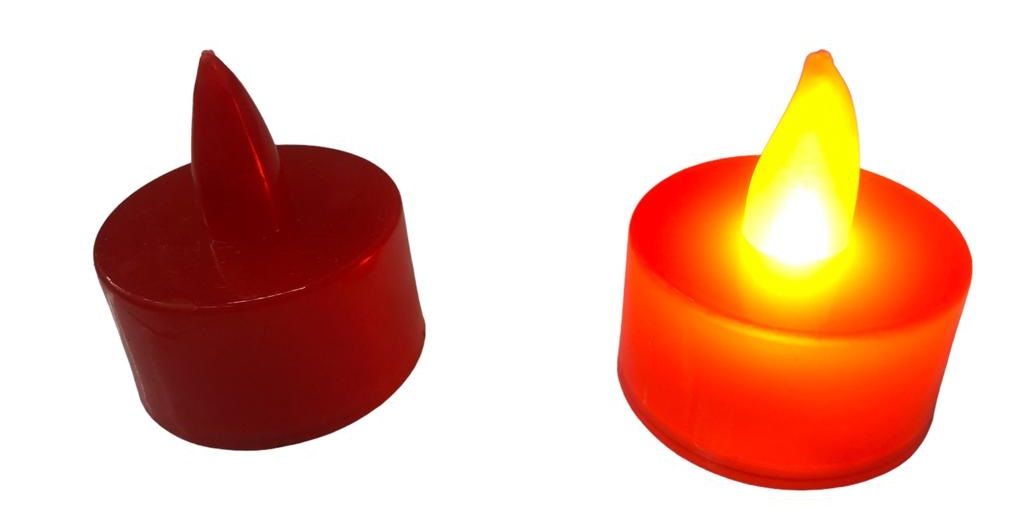Yuvarlak Tealight Pilli Kırmızı Mum (24 Adet)